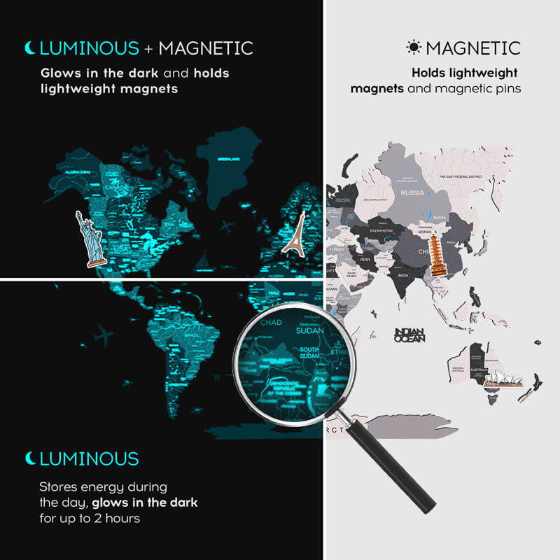 3d luminous world map