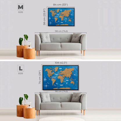 cork world map with countries