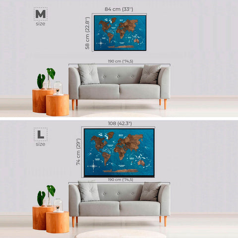 world map panel wooden