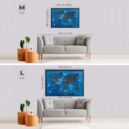 cork world map with countries