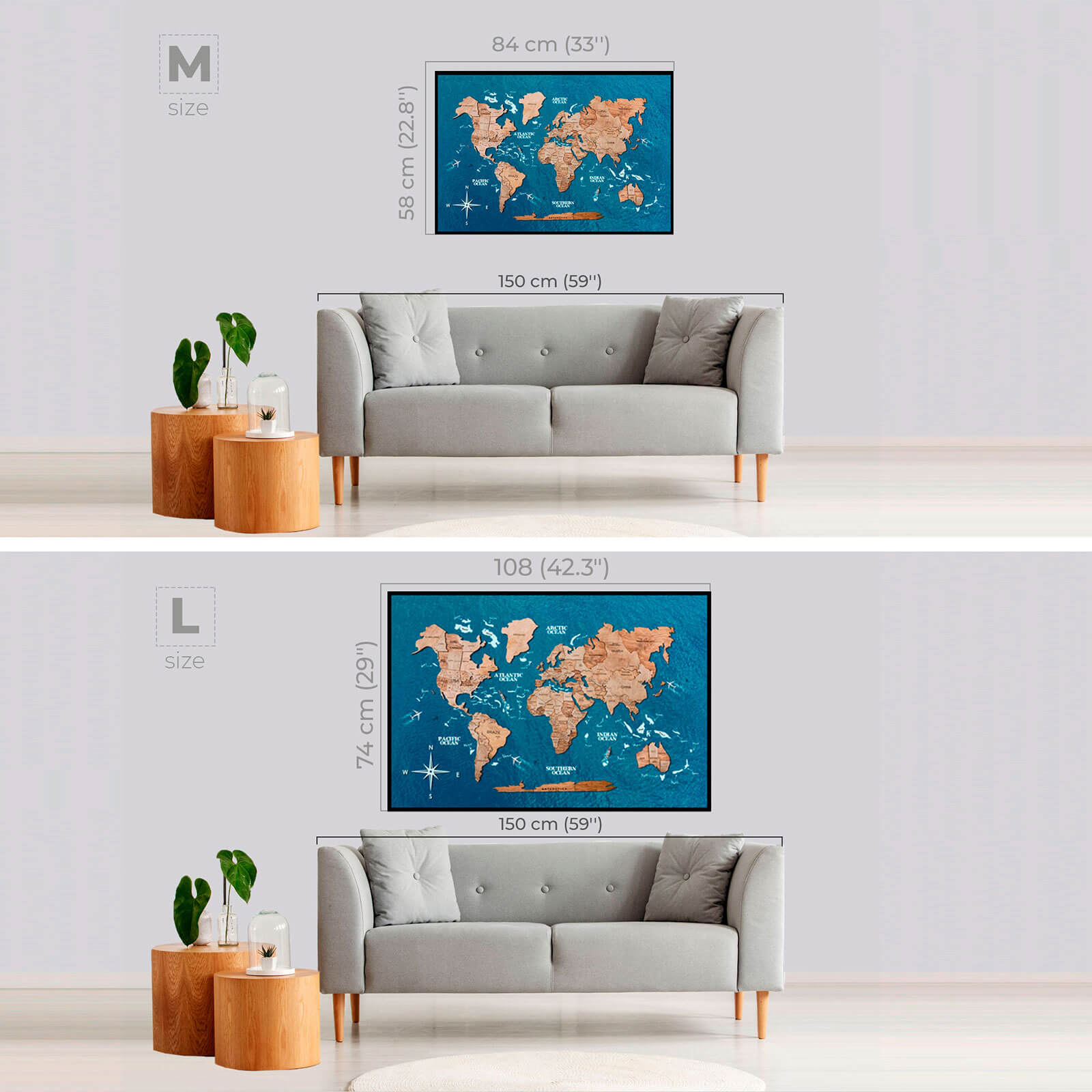 world map panel wooden