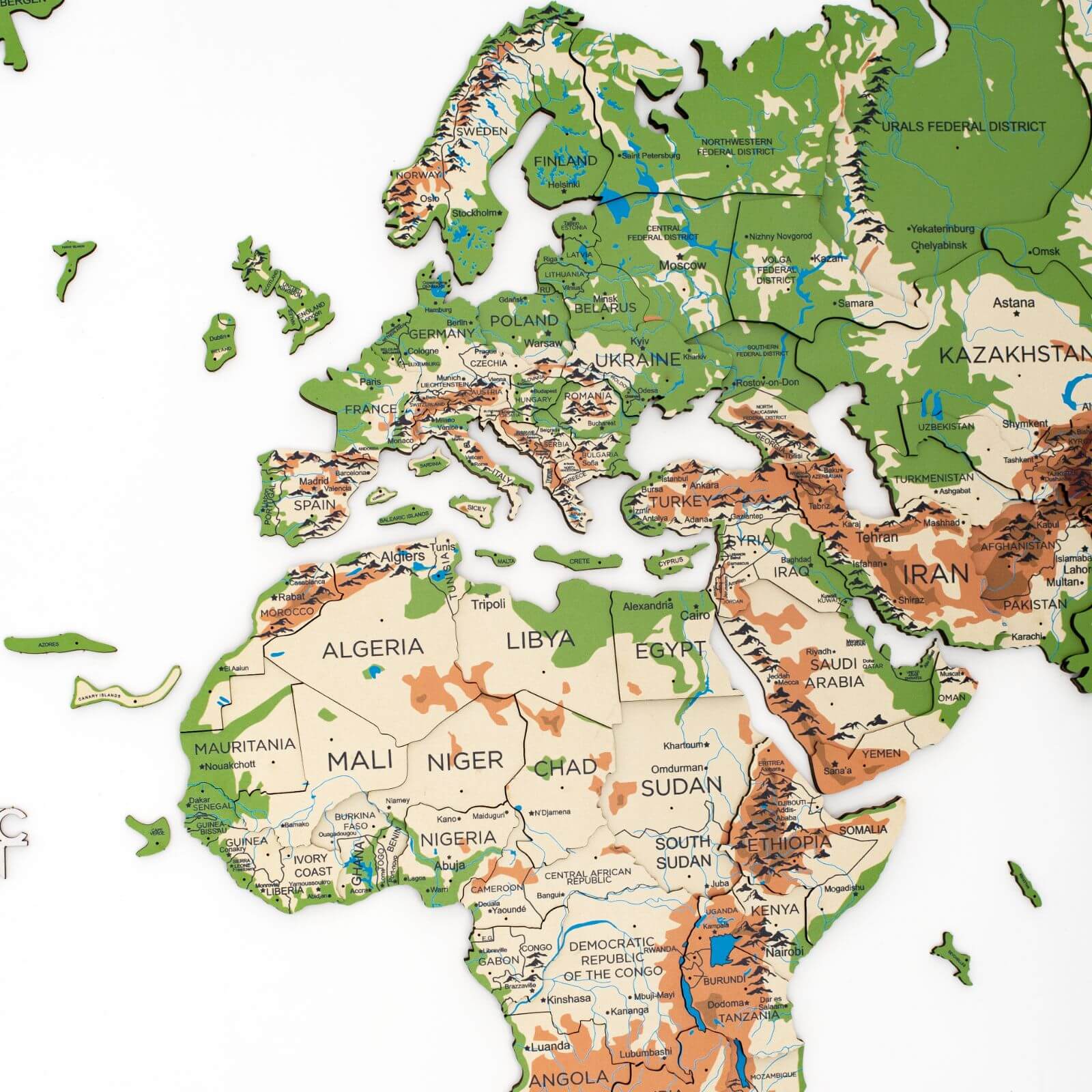 world map colorful art