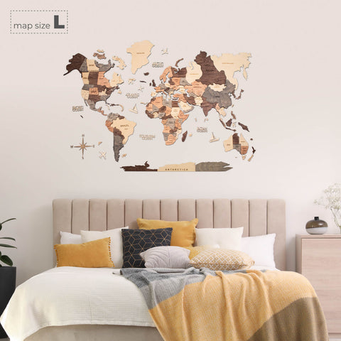 3d wooden world map