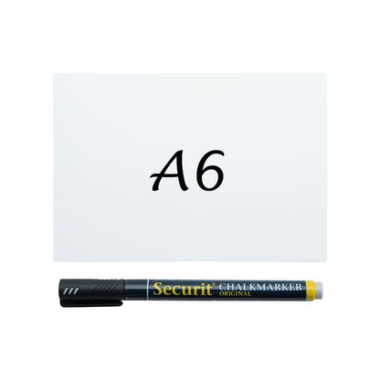Securit® Kreidetafel TAGs A6 Weiss, inkl. 1 Securit® Kreidestift, 4 Spikes und 4 transparenten Haltern, 20er Set