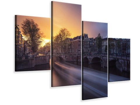Leinwandbild 4-teilig modern Amsterdam - Keizersgracht