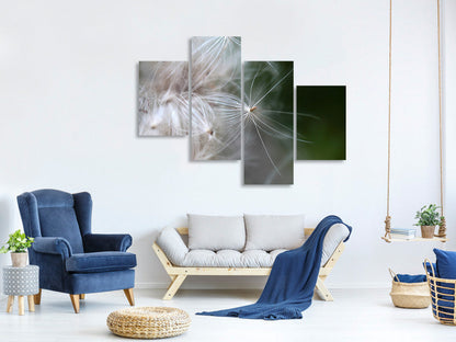 Leinwandbild 4-teilig modern Close up Blütenfasern