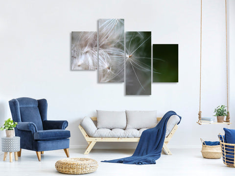 Leinwandbild 4-teilig modern Close up Blütenfasern