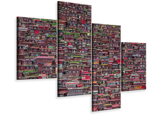 Leinwandbild 4-teilig modern Larung Gar