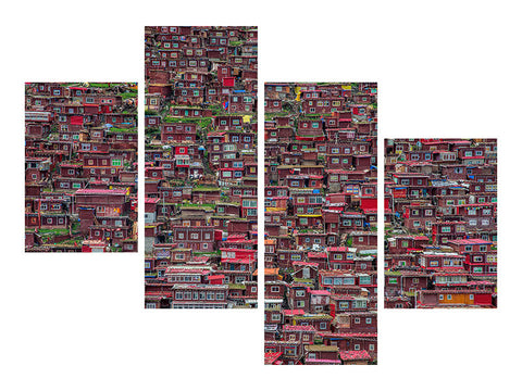 Leinwandbild 4-teilig modern Larung Gar