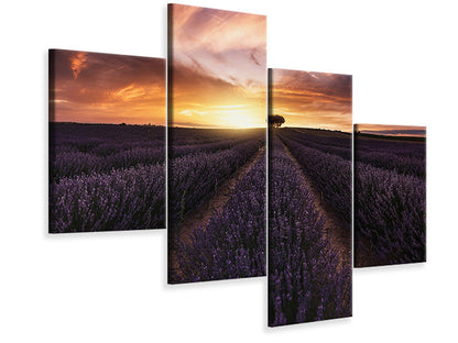 Leinwandbild 4-teilig modern Lavender Sunset