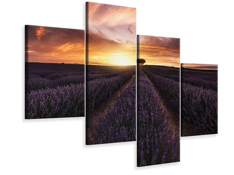 Leinwandbild 4-teilig modern Lavender Sunset