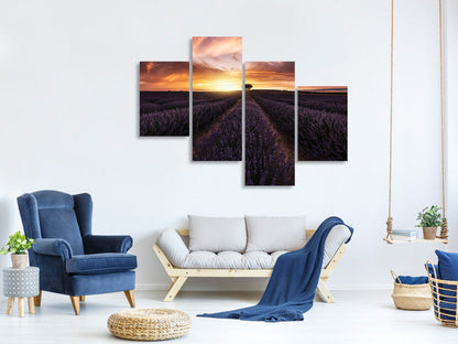 Leinwandbild 4-teilig modern Lavender Sunset