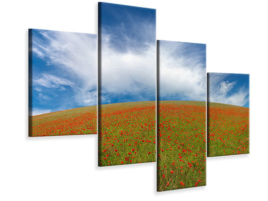 Leinwandbild 4-teilig modern Red Poppies