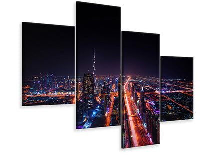Leinwandbild 4-teilig modern Die bunten Lichter von Dubai