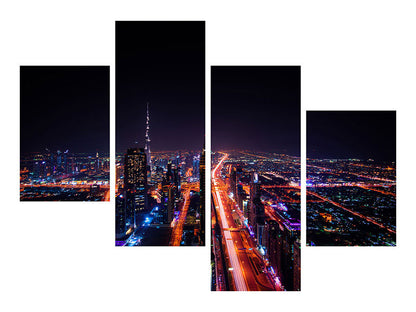 Leinwandbild 4-teilig modern Die bunten Lichter von Dubai