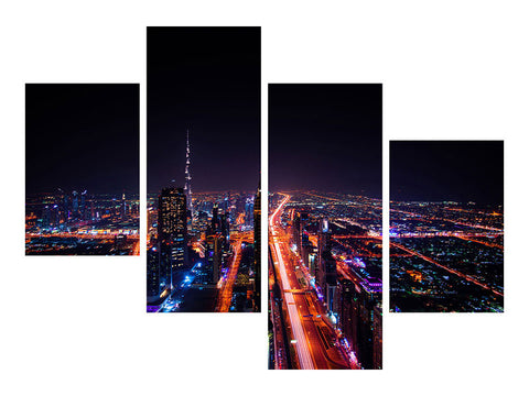 Leinwandbild 4-teilig modern Die bunten Lichter von Dubai