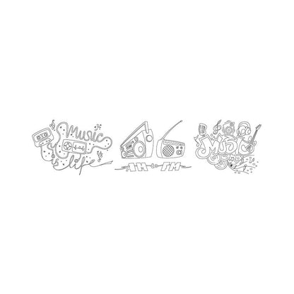 Securit® Fensterschablonen "Windoodle", Format: A2, Thema: Music, inkl. 1 Securit® Kreidestift, 3er Set