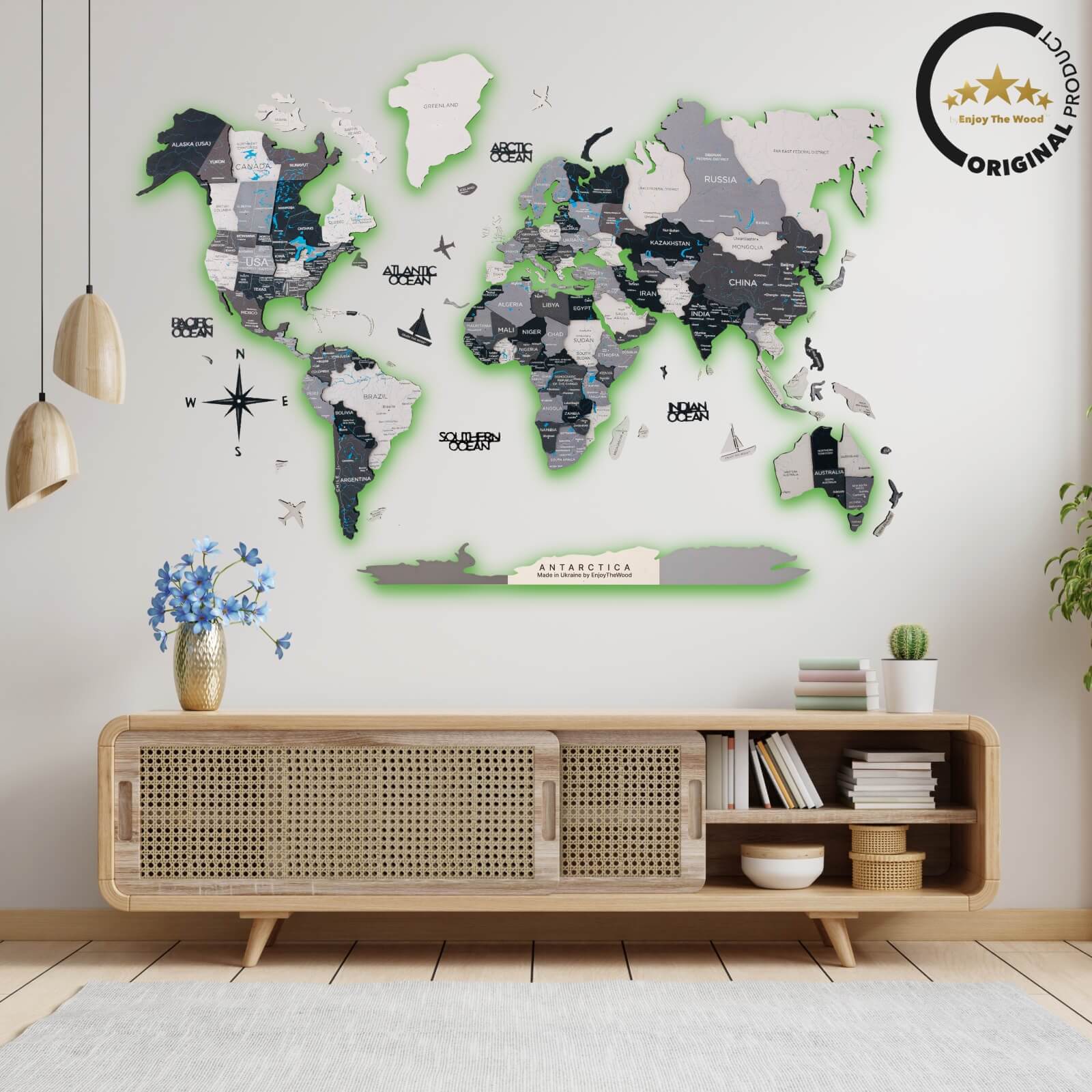 led 3d world map