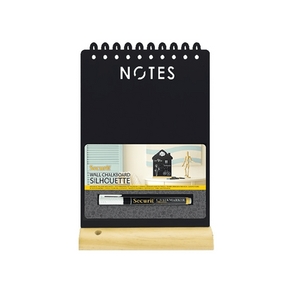 Securit® Tischkreidetafel „Notes“ Aufsteller 21×34 cm mit Holzfuss