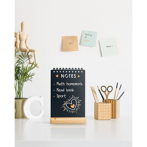 Securit® Tischkreidetafel „Notes“ Aufsteller 21×34 cm mit Holzfuss