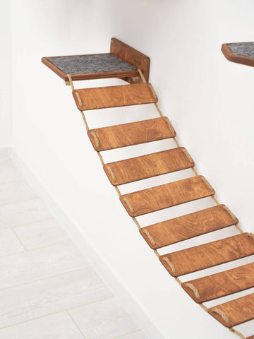 wood and rope cat bridge