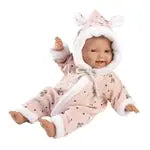 Babypuppe mit Overall rosa 32cm