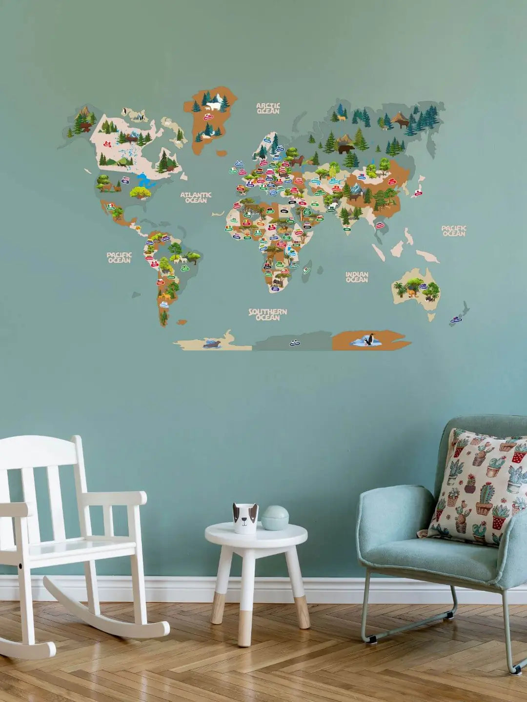 kids world map wall art
