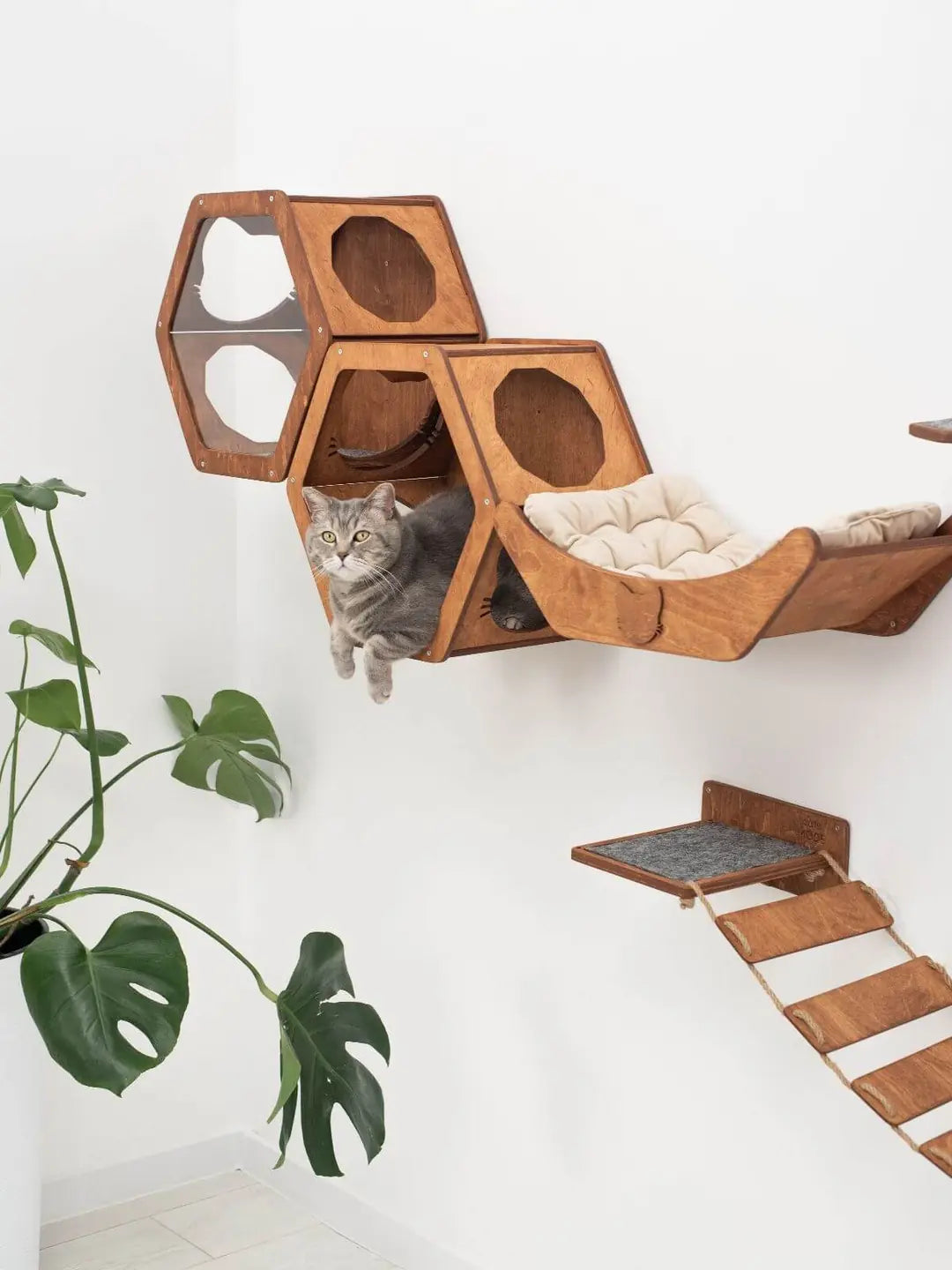 wooden cat shelf