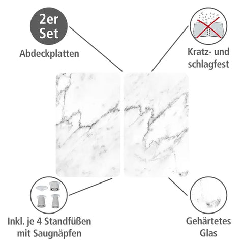 Glasabdeckplatten Marmor 2er 