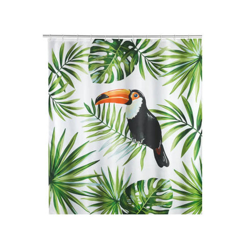 Wenko - Shower Curtain Toucan Polyester - Brighten Your Bathroom with Tropical Vibes! 🦜🌺