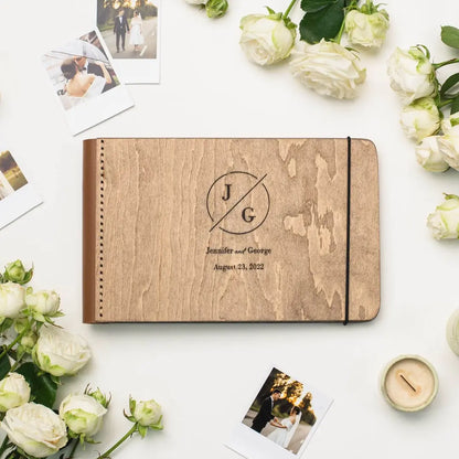 wooden album with leather