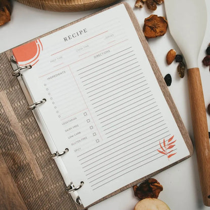 mom's recipe book on wood