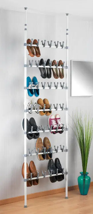 Teleskop-Schuhregal Atlas weiss/grau