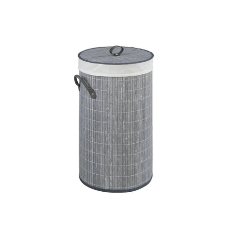Wenko - Bamboo Laundry Basket, Round, Gray - Style & Sustainability 🧺🌿
