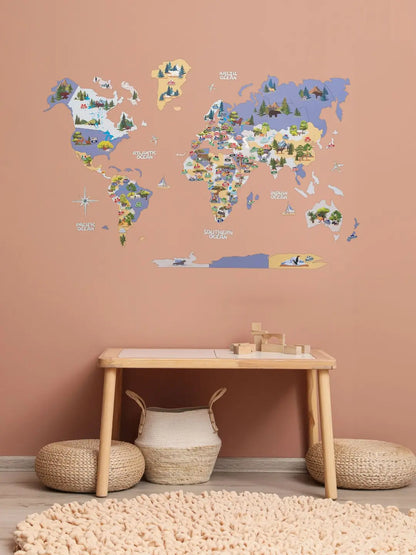 Nursery World Map Indigo