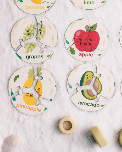 wooden fruits round set