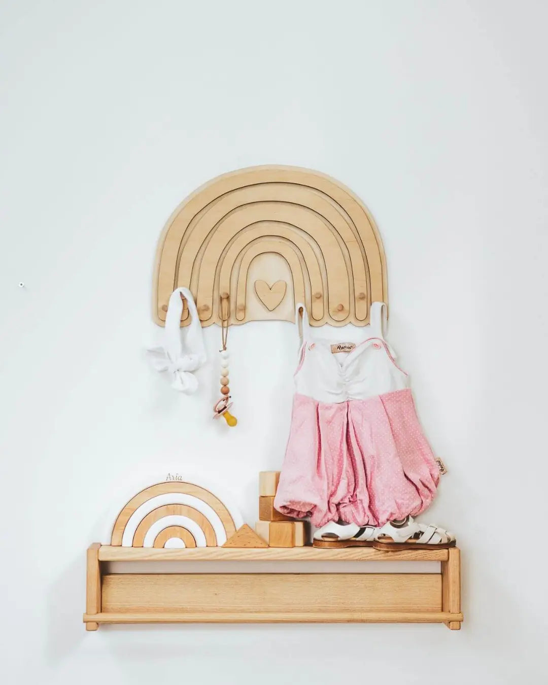 wooden hanger on wall 