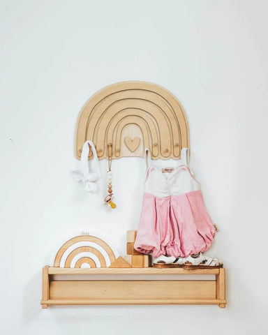 wooden hanger on wall 