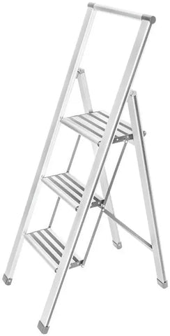 Klappleiter 3 Stufen Aluminium weiss/grau