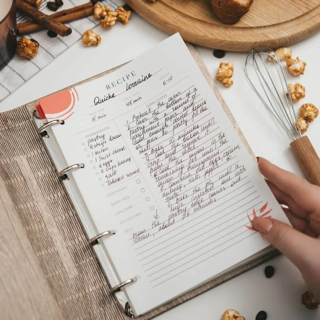 recipe paper on wood