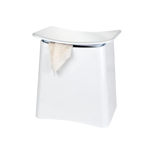 Wenko - Laundry Collector and Bath Stool Wing, White - Stylish & Functional Storage Solution! 🧺🛁