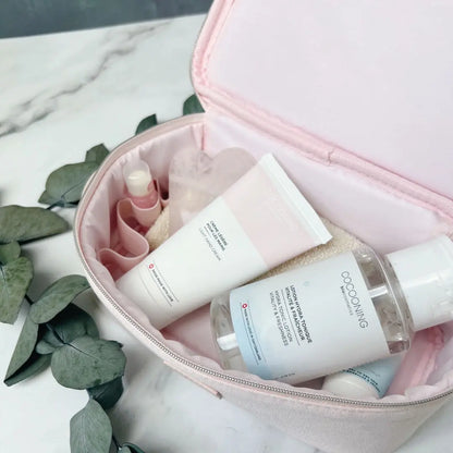 Cocooning Biokosmetik - Rosa Langgestreckte Kulturbeutel 🌸 Reisen im umweltfreundlichen Stil