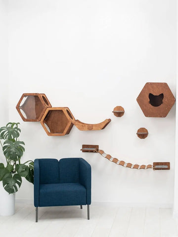 wood cat shelf