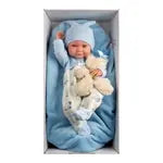Babypuppe Nico mit Kissen blau 40cm