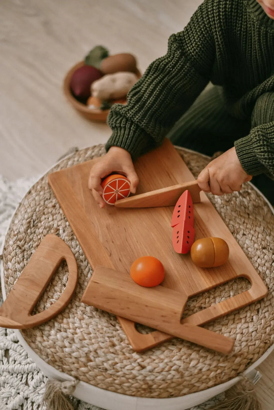 montessori knife and cutting board