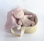 Baby & Tragetasche weiss, rose 28cm