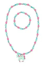Ketten- und Armbandset Aike, Einhorn rosa-mint