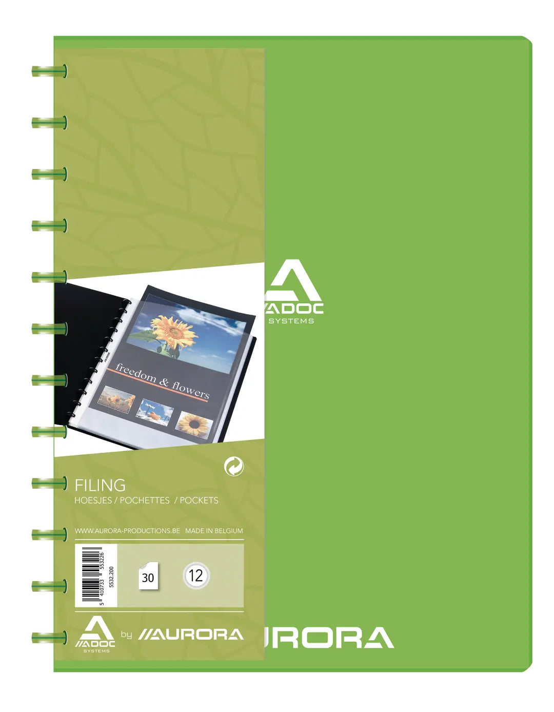 ADOC Sichtbuch PP transparent A4 5532.200 grün 30 Taschen
