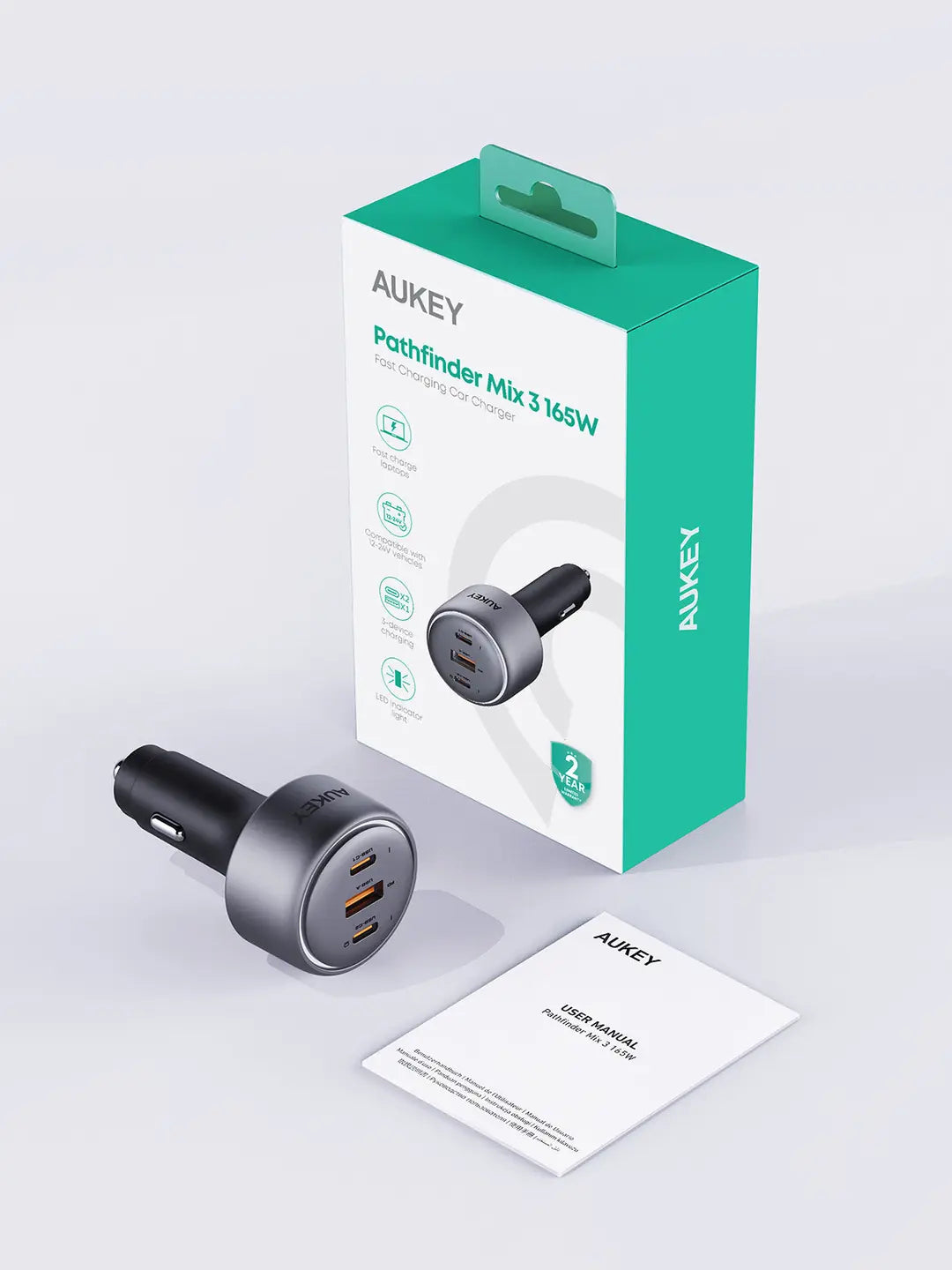 AUKEY Pathfinder PD Car Charger CC-P4 165W 3-Port
