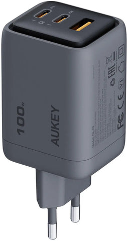 AUKEY Comet Mix 100W GaN PD PA-C5 4-Port, Wall Charger Grey